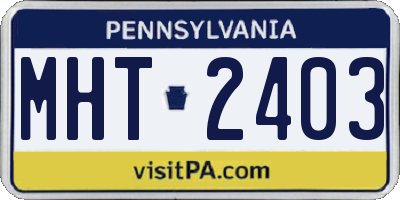 PA license plate MHT2403