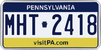 PA license plate MHT2418
