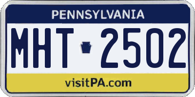 PA license plate MHT2502
