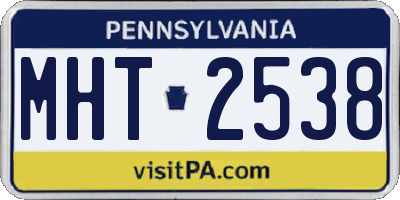 PA license plate MHT2538