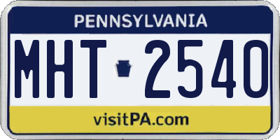 PA license plate MHT2540