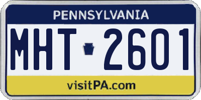 PA license plate MHT2601