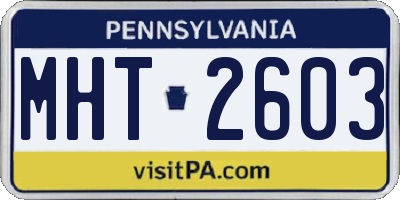 PA license plate MHT2603