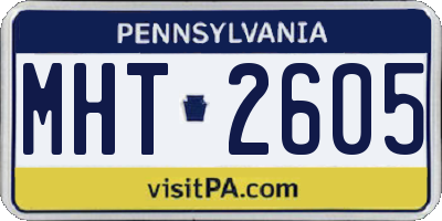 PA license plate MHT2605