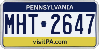 PA license plate MHT2647