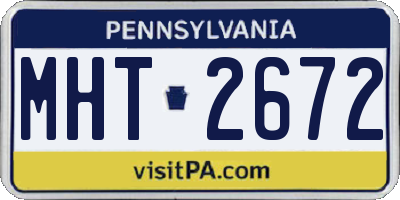 PA license plate MHT2672
