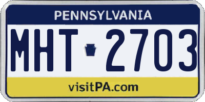 PA license plate MHT2703