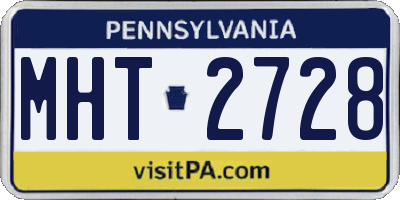 PA license plate MHT2728
