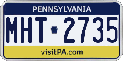 PA license plate MHT2735
