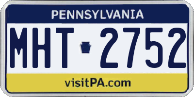 PA license plate MHT2752