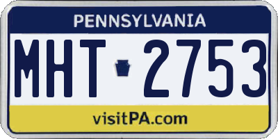 PA license plate MHT2753