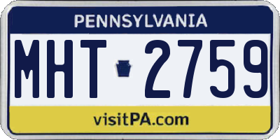 PA license plate MHT2759