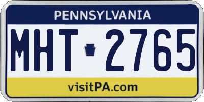 PA license plate MHT2765