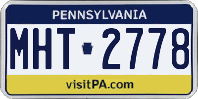 PA license plate MHT2778