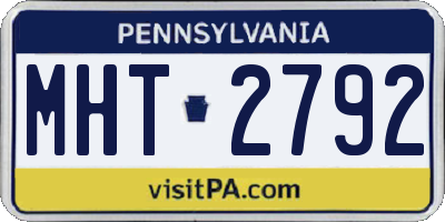 PA license plate MHT2792