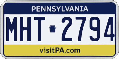 PA license plate MHT2794