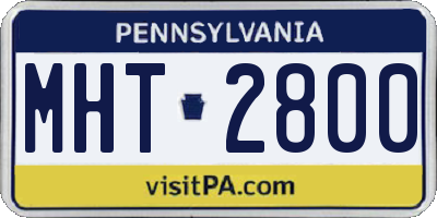 PA license plate MHT2800