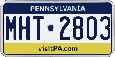 PA license plate MHT2803