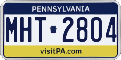 PA license plate MHT2804