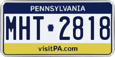 PA license plate MHT2818
