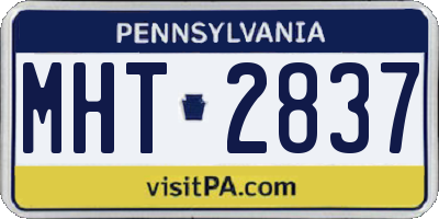 PA license plate MHT2837