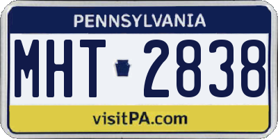 PA license plate MHT2838