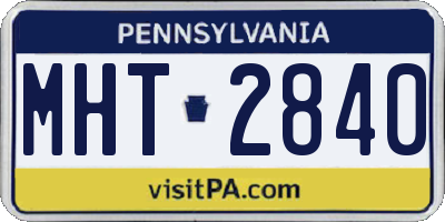 PA license plate MHT2840