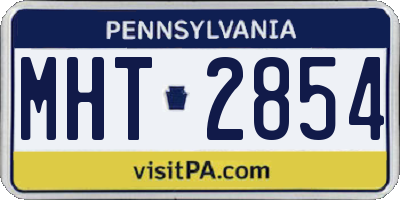 PA license plate MHT2854