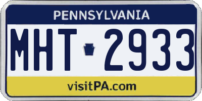 PA license plate MHT2933