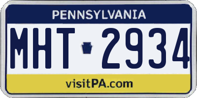 PA license plate MHT2934
