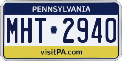 PA license plate MHT2940