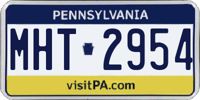PA license plate MHT2954