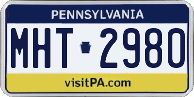 PA license plate MHT2980