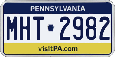 PA license plate MHT2982