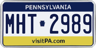 PA license plate MHT2989
