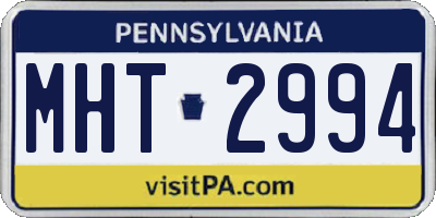 PA license plate MHT2994