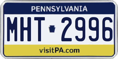 PA license plate MHT2996