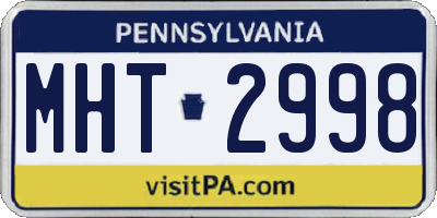 PA license plate MHT2998