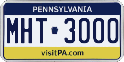 PA license plate MHT3000