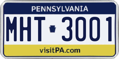PA license plate MHT3001