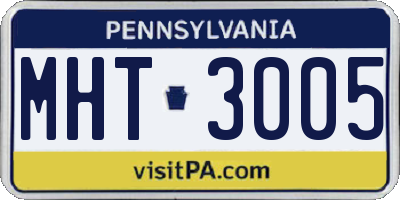 PA license plate MHT3005