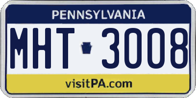 PA license plate MHT3008