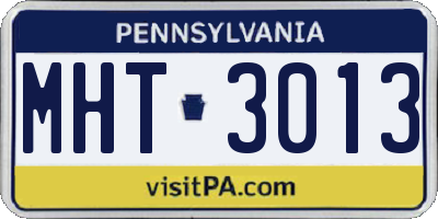 PA license plate MHT3013