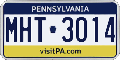 PA license plate MHT3014