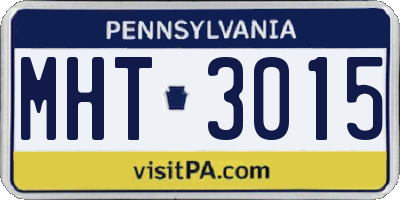 PA license plate MHT3015