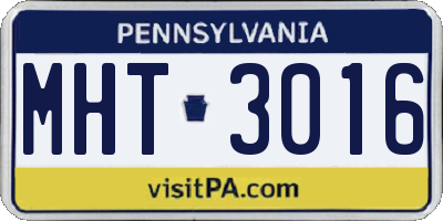 PA license plate MHT3016