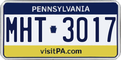 PA license plate MHT3017