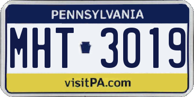 PA license plate MHT3019