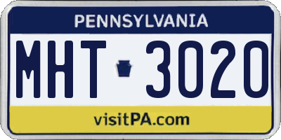 PA license plate MHT3020