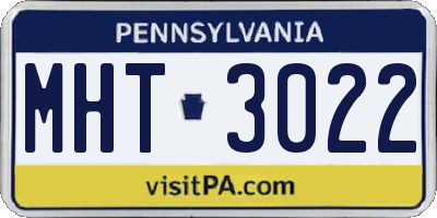 PA license plate MHT3022